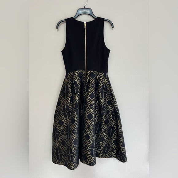 Ted Baker London Flamie Jacquard Ballerina Black Gold Midi Sleeveless Dress, 6 - Picture 5 of 12